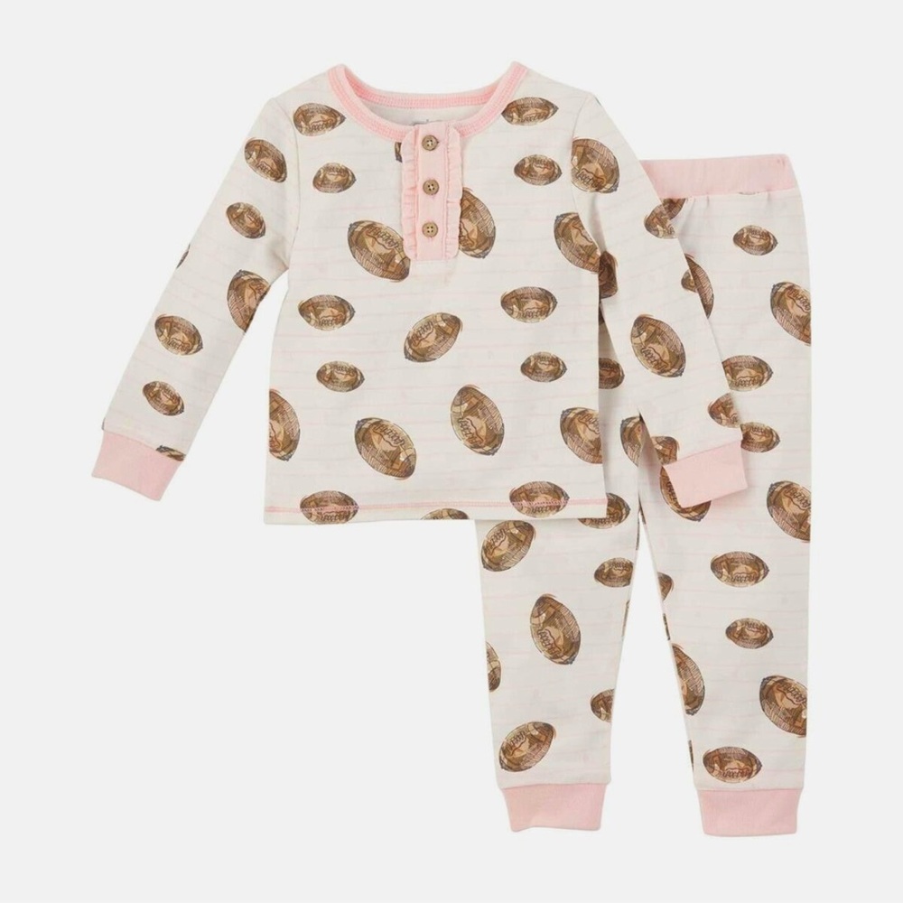 Mud Pie Football Girls Pajamas 3T